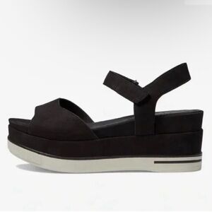 Eileen Fisher Beck Black Sporty Platform Wedge Sandals Size 11